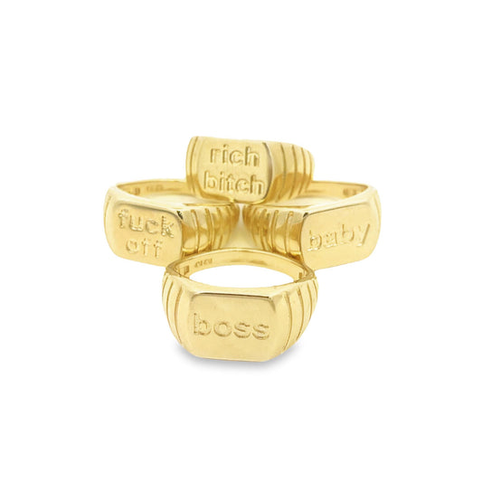 Boss, Baby, Rich B**ch, F*ck Off Thick Signet Ring