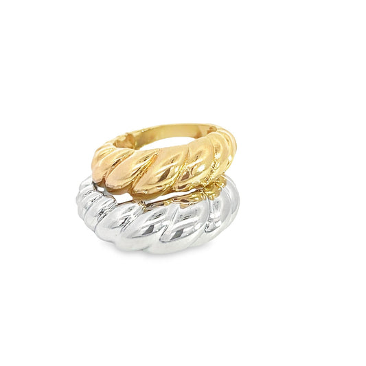 Designed Croissant Twisted Ring
