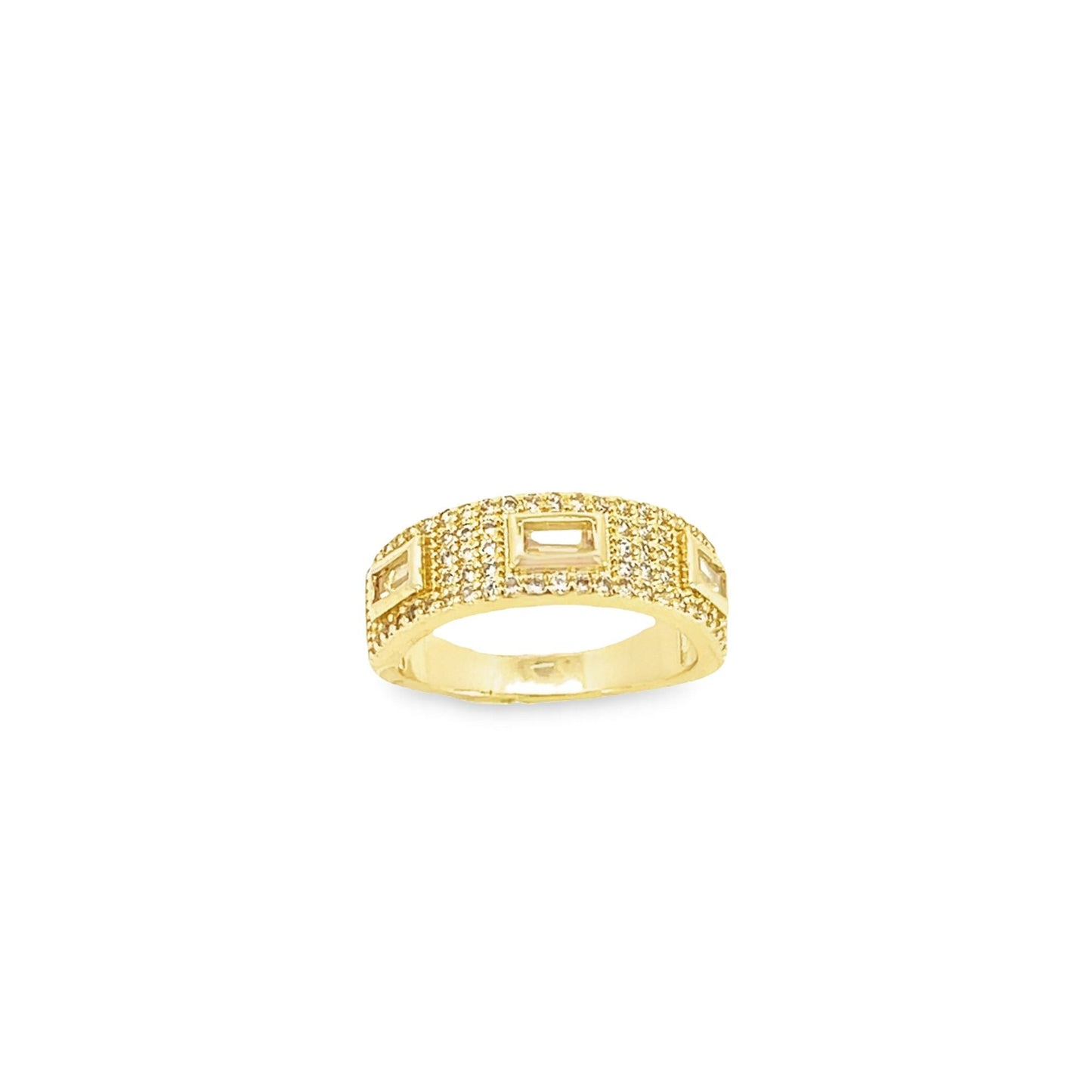 Paved Baguette CZ Band Ring