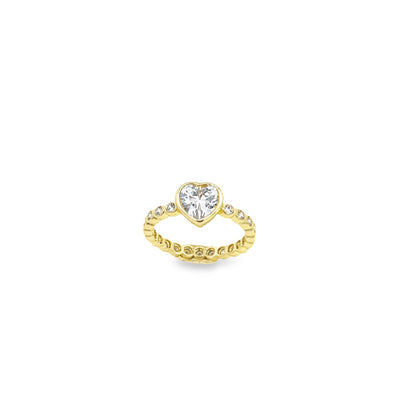 Round CZ and Heart Ring Band